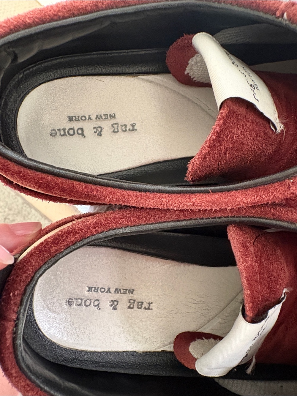 rag & bone Burgundy Suede Runner Sneakers with Cream Accent - Picture 13 of 13